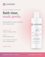 Silverette Delicate Bath Silver-Powered gentle baby wash with mallow and oat extracts for sensitive skin, body and hair