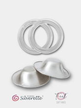 Silverette 925 sterling silver nursing cups with two O-Feel comfort rings, bundle set