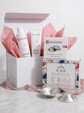 Silverette Welcome Baby Gift Set gift-wrapped in a box, ready to give as a baby shower gift
