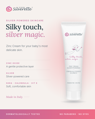 Silverette Zinc Cream Silver-Powered tube with zinc oxide, silver, shea butter and calendula for baby's delicate skin