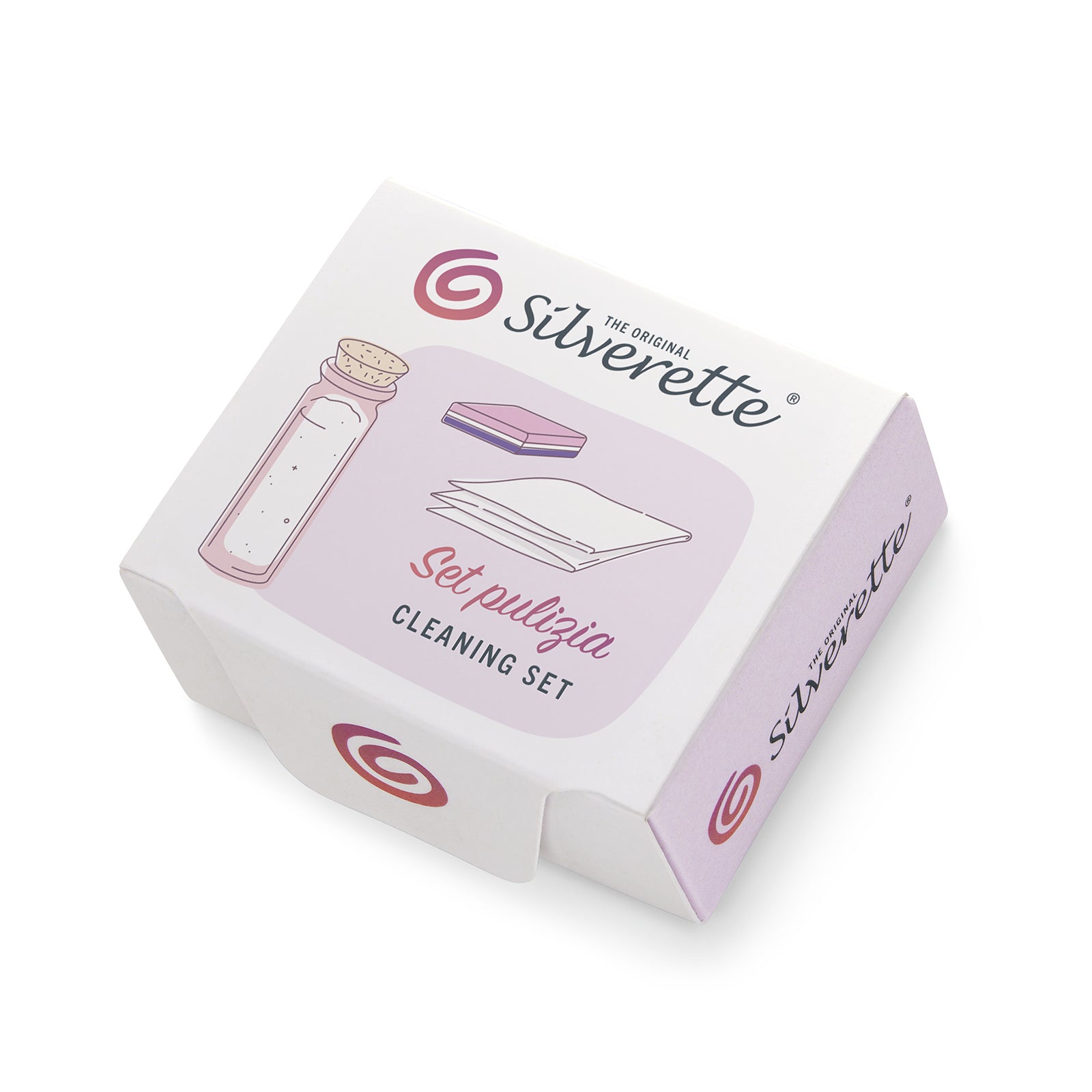 Front of the Silverette Cleaning Kit box for 925 silver nursing cups