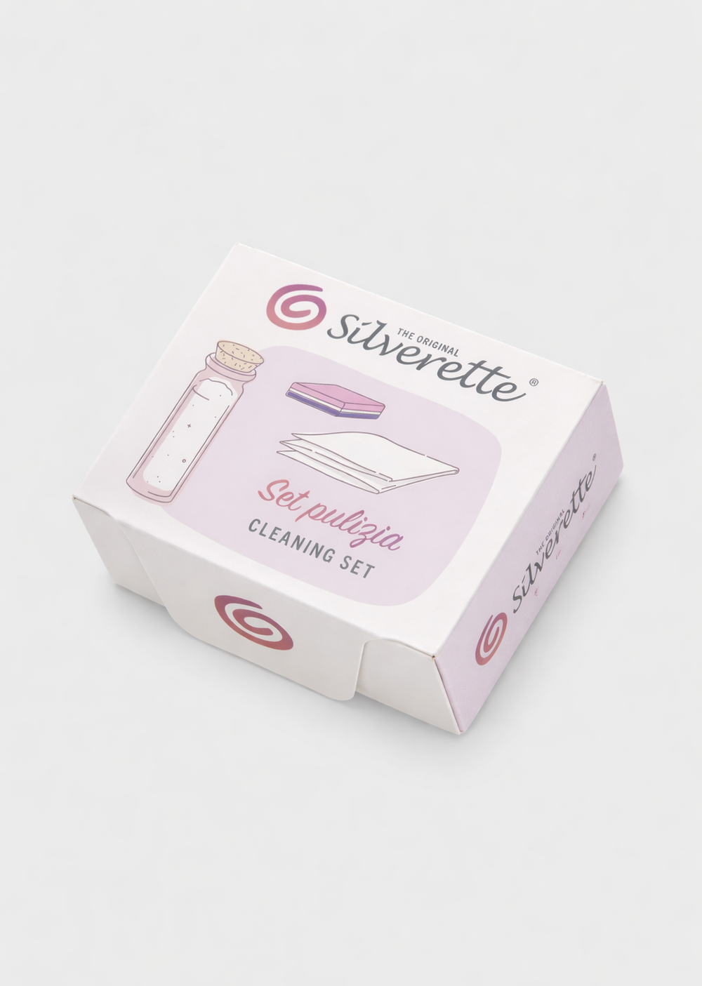 Silverette Cleaning Kit box with instruction leaflet for silver nursing cups