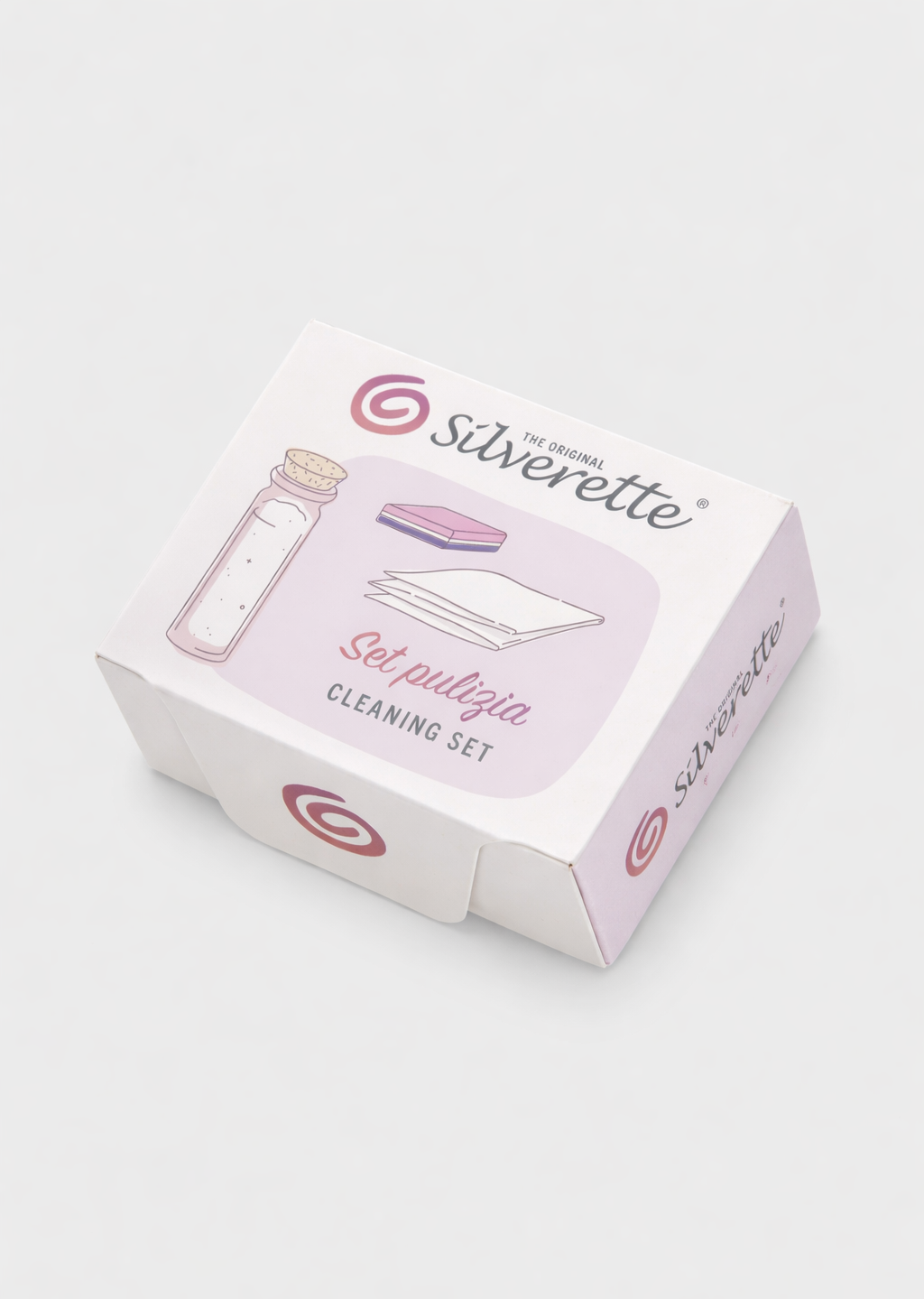 Silverette Cleaning Kit box with instruction leaflet for silver nursing cups